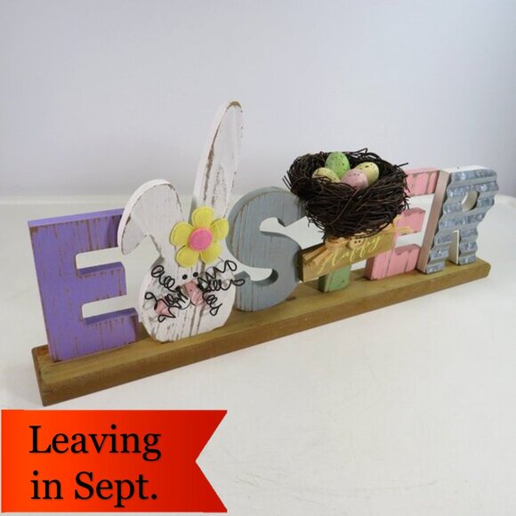 Easter Sign with bird's nest 14" long 6" tall - Picture 2 of 12